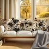 4Pcs/Set 45X45Cm Pillowcase Leopard Brown Flower Illustration Bedroom Sofa Living Room Cushion Cover 100% Polyester Home Decor