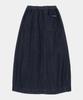 Columbia University All-Round Pleats Denim Long Skirts Indigo Denim