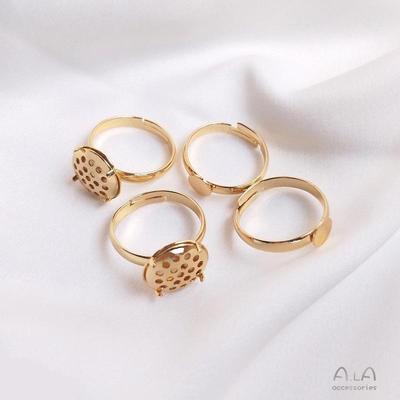 14K Gold Plated Lotus Flower Ring Base - Durable Mesh Disc for DIY Jewelry