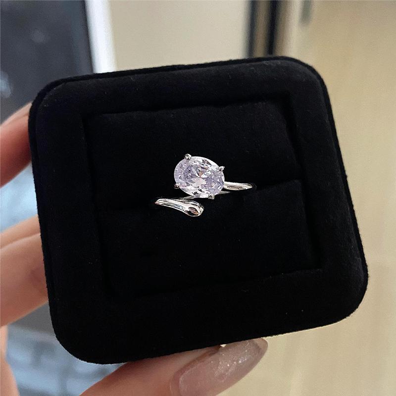 OEVAS 1.5CT 4.5CT Oval Cut Moissanite Rings For Women Adjustable S925 Silver One Size Wedding Band Fine Jewelry