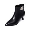 Pointed Toe Leather Warm Autumn Winter Female Short Shoes Elegant with Medium Heels Booties 2025 Hot Women's Ankle Boots