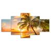 Tropical Beach Paradise Sunset Canvas 5 Piece Five Panel Wall Print Modern Art Poster Picture Home Decor Gift For Him For Her