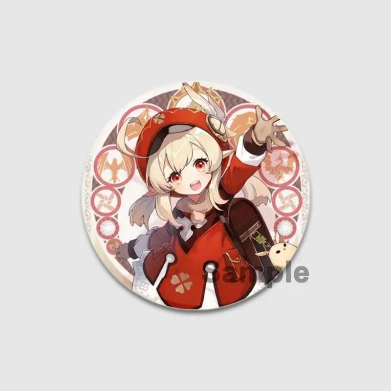 32/44/58mm Klee Pin Round Cartoon Funny Snap-in Brooche for Backpack Cothes Accessorie Anime Genshin Impact Collection Badge Hat Decoration