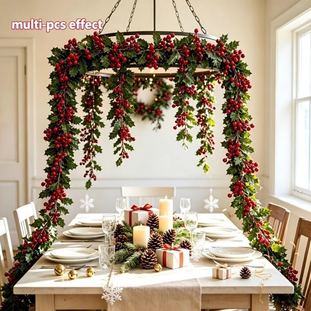 Ultra Long Artificial Holly Garland Vibrant Green Leaves Fake Ivy Garland Halloween