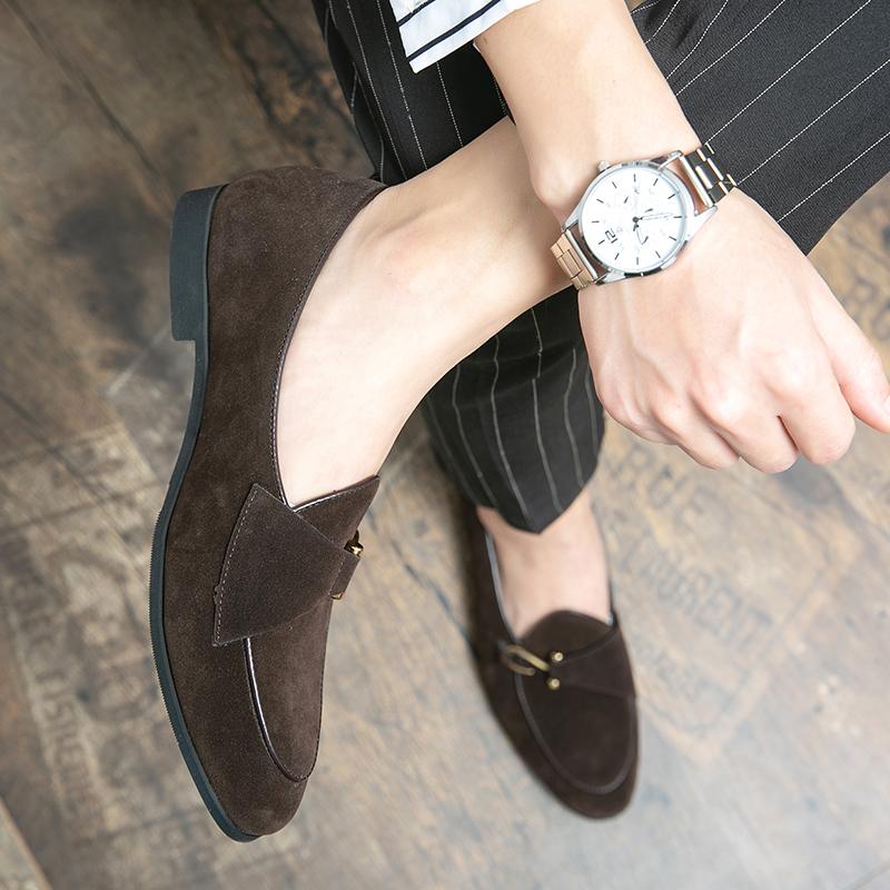 Men’s Loafers Dress Shoes Brown Suede Shoes Men Black Retro Formal Shoes Tuxedo Wedding Blazers Saddle Shoes Over Sized