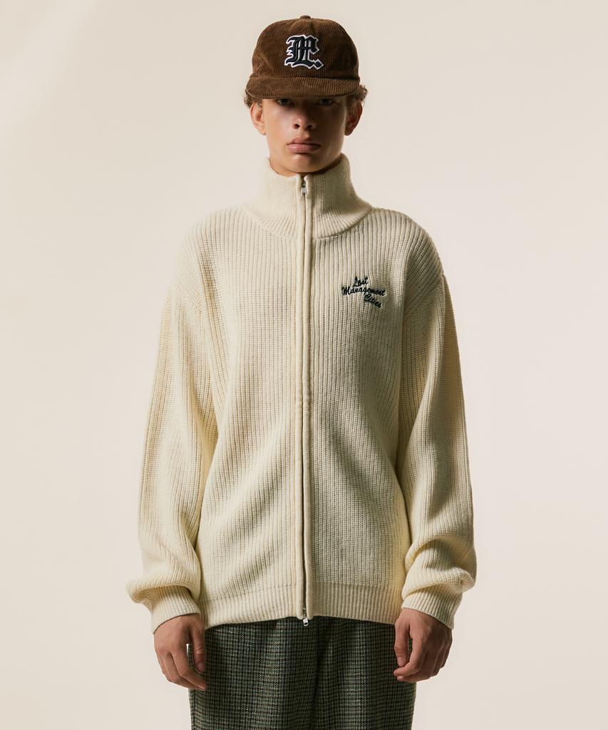 Lmc Script High Neck Zip-Up Knit Cardigan Black