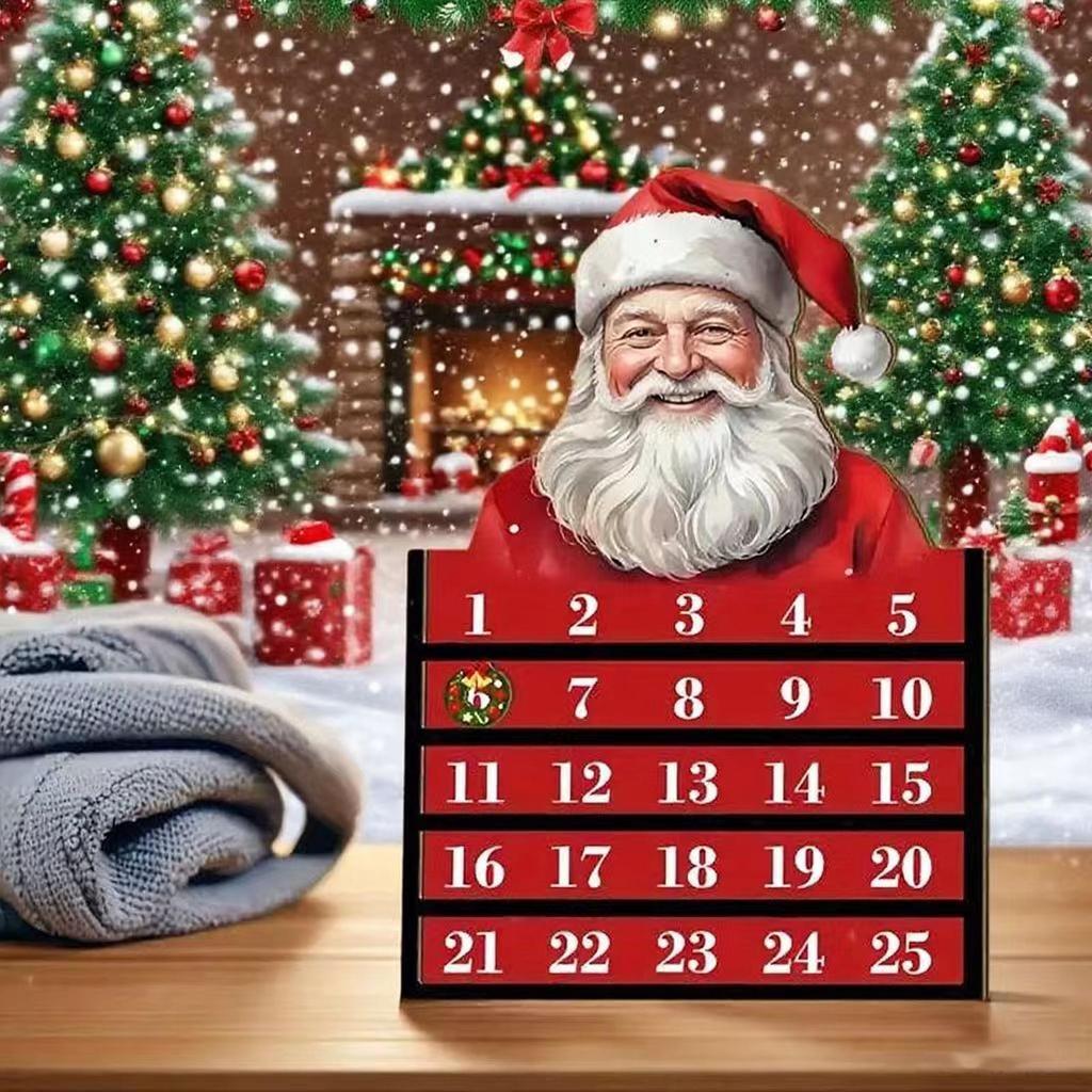 Countdown Calendar Festive Wooden Toy Display Decor Advent Countdown Calendar For Vacation Holiday Classroom Offices Desk Kids