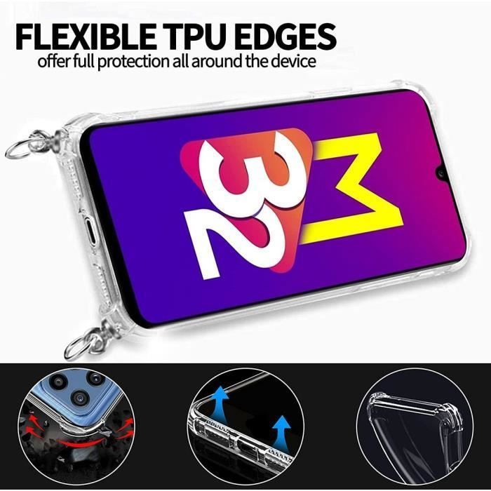 Coque de Protection - PROSHOP - Samsung Galaxy M32/A22 4G - Souple - Transparent-Noir - Microdot