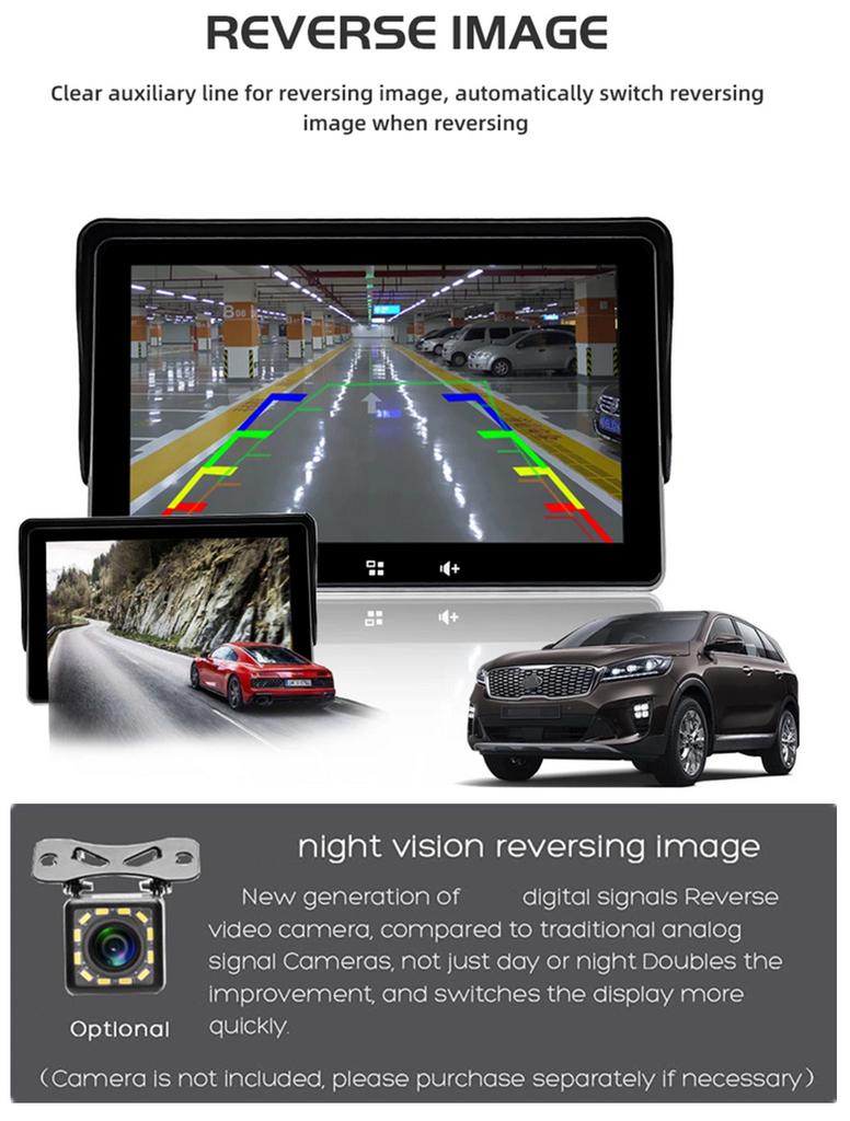 Universal 7" Screen + Camera For Wireless Carplay Android Auto Car Stereo Player