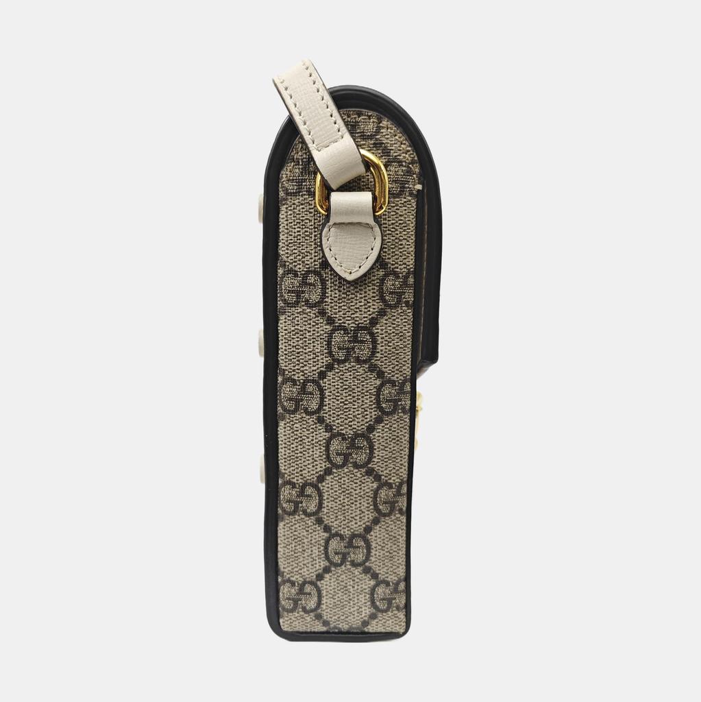 [Pre-Owned] Gucci Horsebit 1955 Mini Bag 'Beige/Ebony/White' - Very Good #XPZU1A