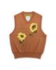 Midieomseu Distorted Sunflower Knit Vest - Brick