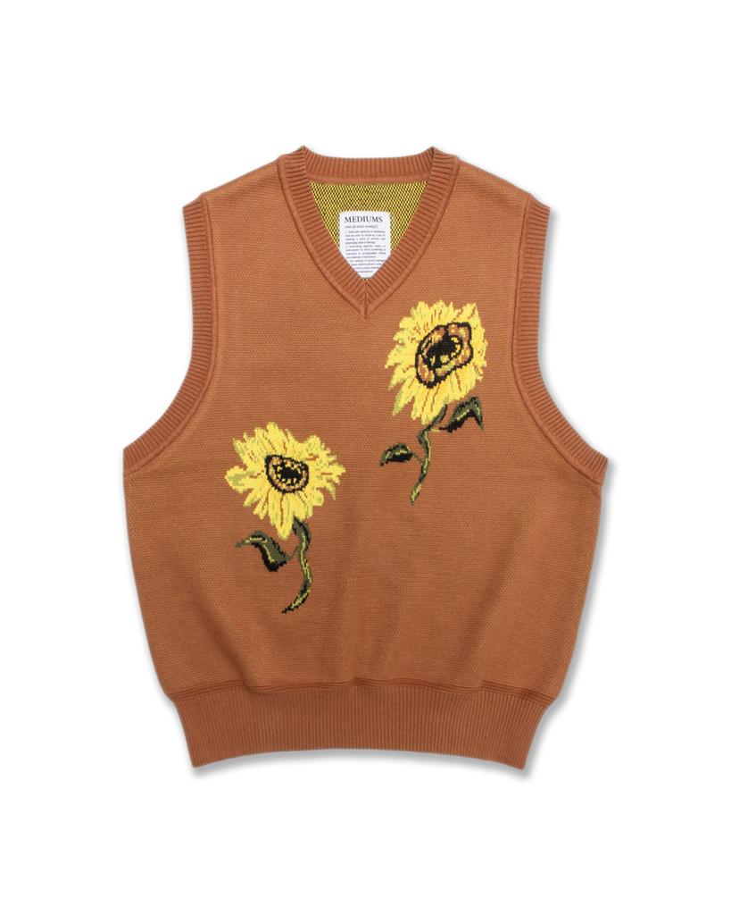Midieomseu Distorted Sunflower Knit Vest - Brick