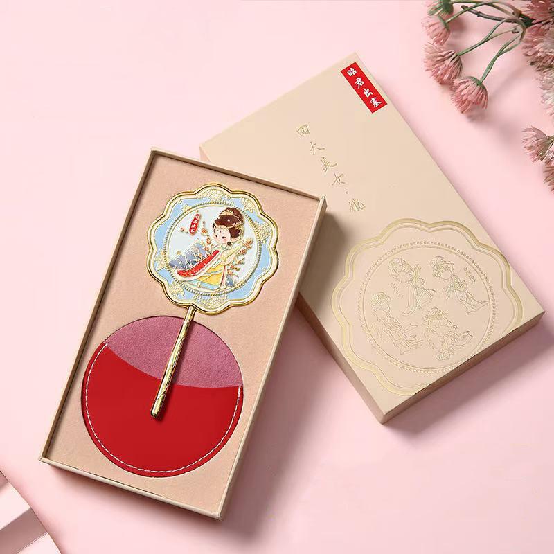 Chinese Ancient Handheld Crafts Metal Makeup Mirror Museum Creative Cultural Crafts Portable Folding Cosmetic Mirror