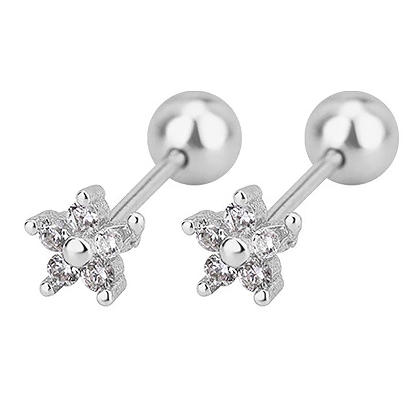 

1 пара цветочных сережек-гвоздиков, винтовые серьги-гвоздики для хряща, циркониевые блестящие серьги-гвоздики в виде бабочек для женщин, пирсинг, украшения для тела, подарок