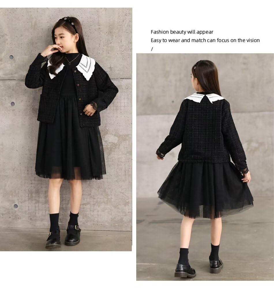 Kuhvvse Dress and Cardigan Perfect for Entrance Elementary School Formal Entrance and Other Formal and Sizes Girls' 2-Piece Set, Ceremonies,