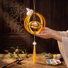 Wooden Lantern Toy DIY Kit for Mid-Autumn Festival, Hollow Rotating Ring with Rabbit, Handmade LED Candle Tassels