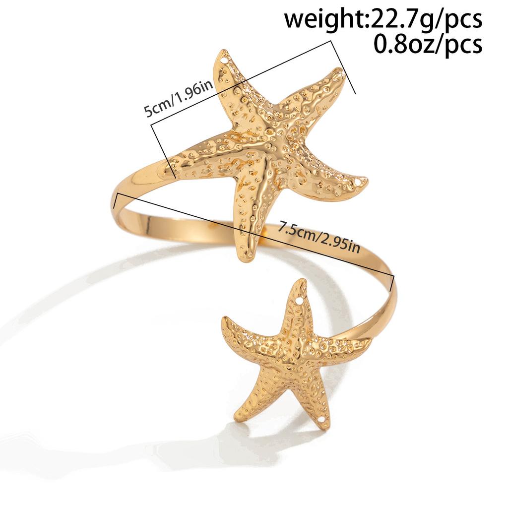 2025 Trendy Starfish Open Cuff Bangles Adjustable Armband Silver Gold Color Punk Flower Conch Geometric Upper Arm Bracelet for Women Beach Jewelry