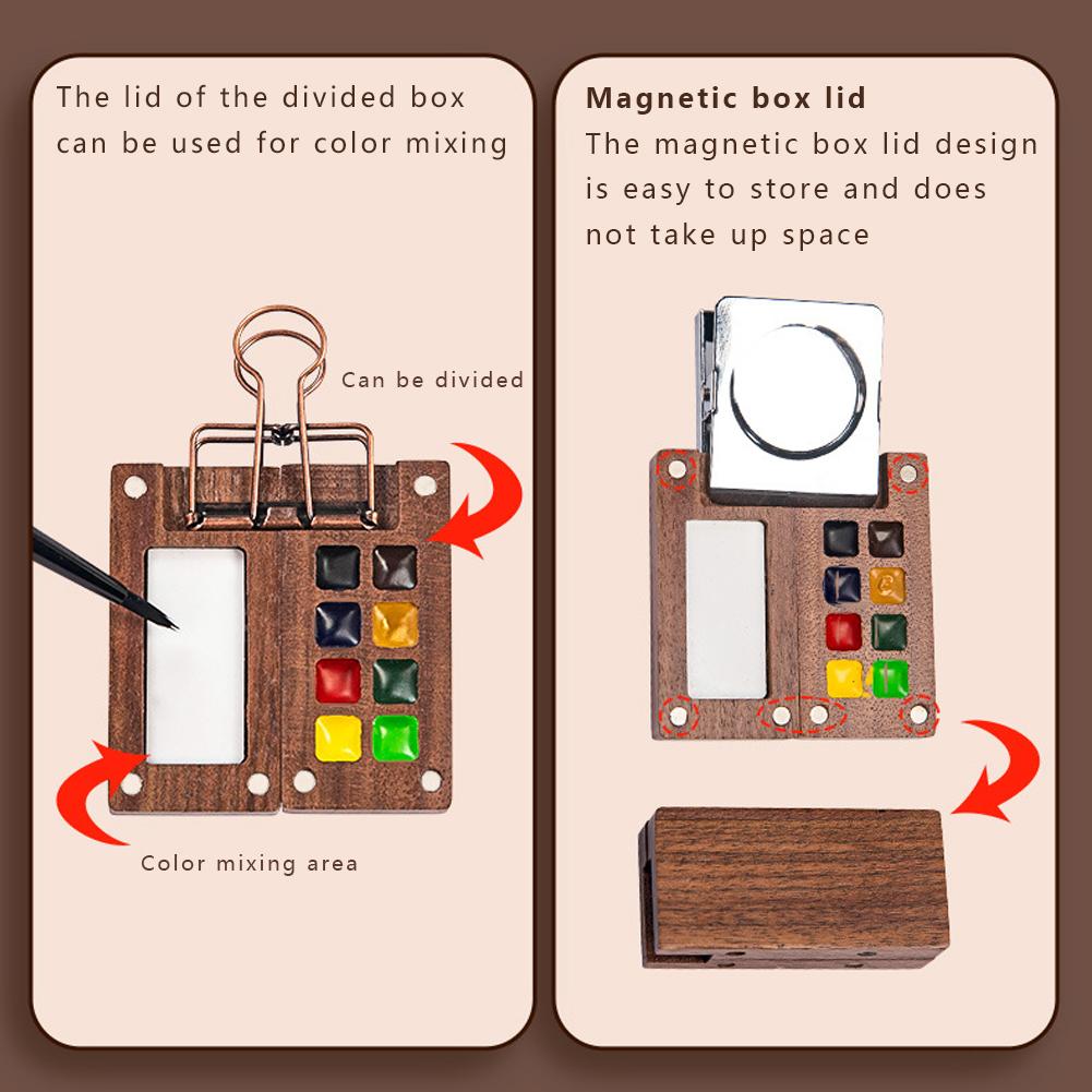Mini Paint Palette Travel Kit Watercolor Palette Set,Acrylic Colour Set with Watercolor Pens Binder Clips For Beginners Students