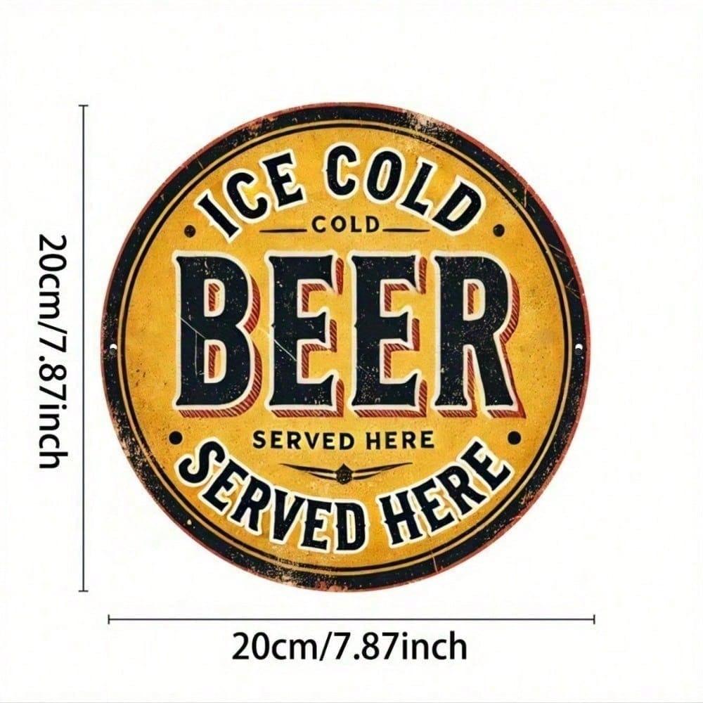Vintage Beer Served Here Metal Tin Sign 8x12 Inch Retro Aluminum Pub Man Cave Wall Art Rustic Bar Decor For Garage