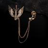 Bo Xin Yun Men's Multi-Layer Chain Brooch with Alloy Wings Lapel Pin
