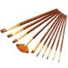 10Pcs Painting Brushes Pointed Flat Wooden Handle Nylon Hair Multipurpose Drawing Brushes for Gifts