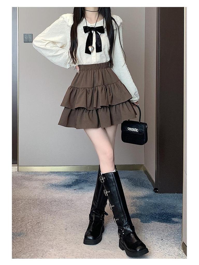 White French A-Line Ruffle Skirt - High Waist, Petite Spring Skirt for Women