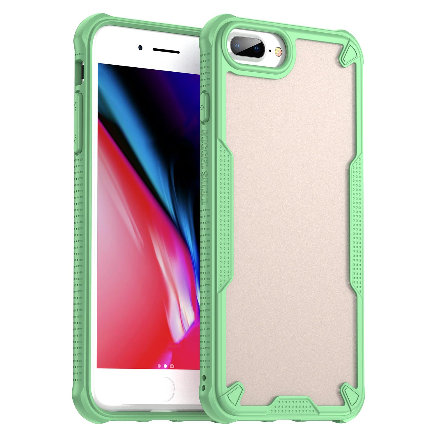 

For iPhone 8 Plus/7 Plus Case PC+TPU Semi-Transparent Frosted Finish Protective Phone Cover Green