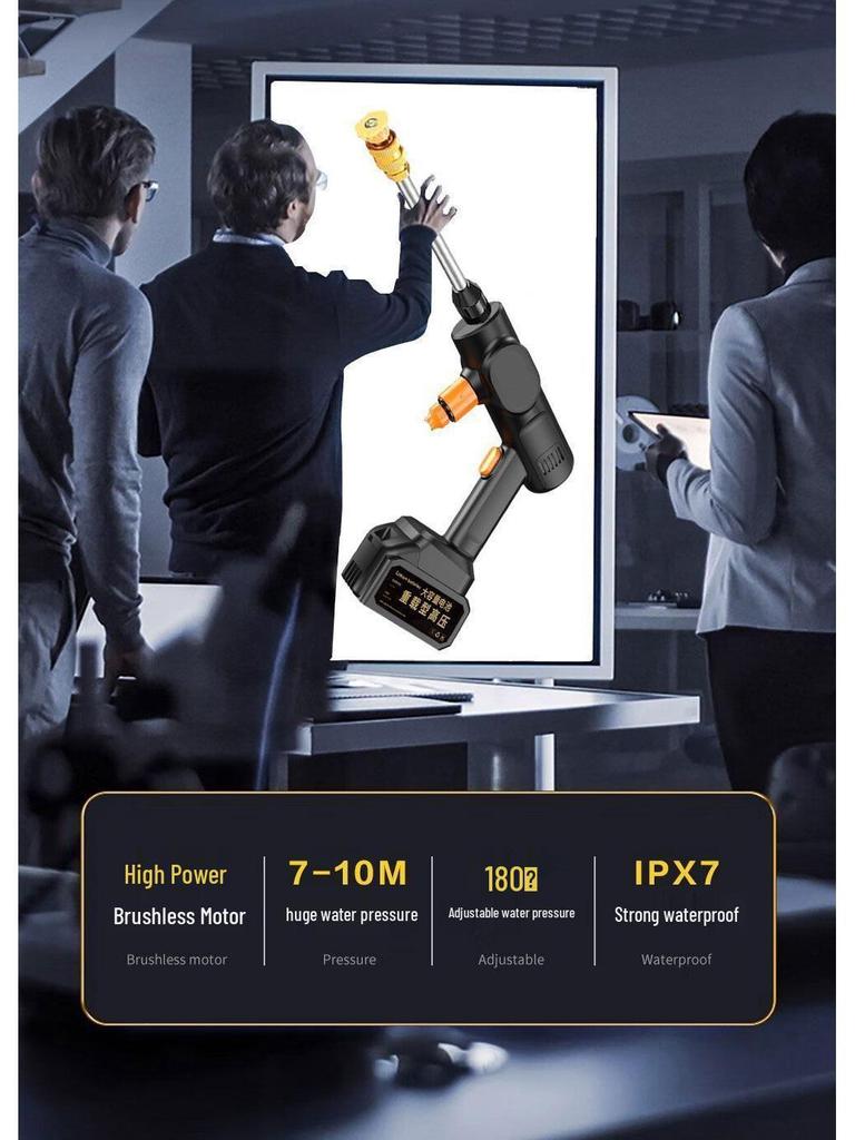 Portable High-Pressure Wireless Car Washer with Lithium Battery - Powerful Water Gun for Easy Car Cleaning