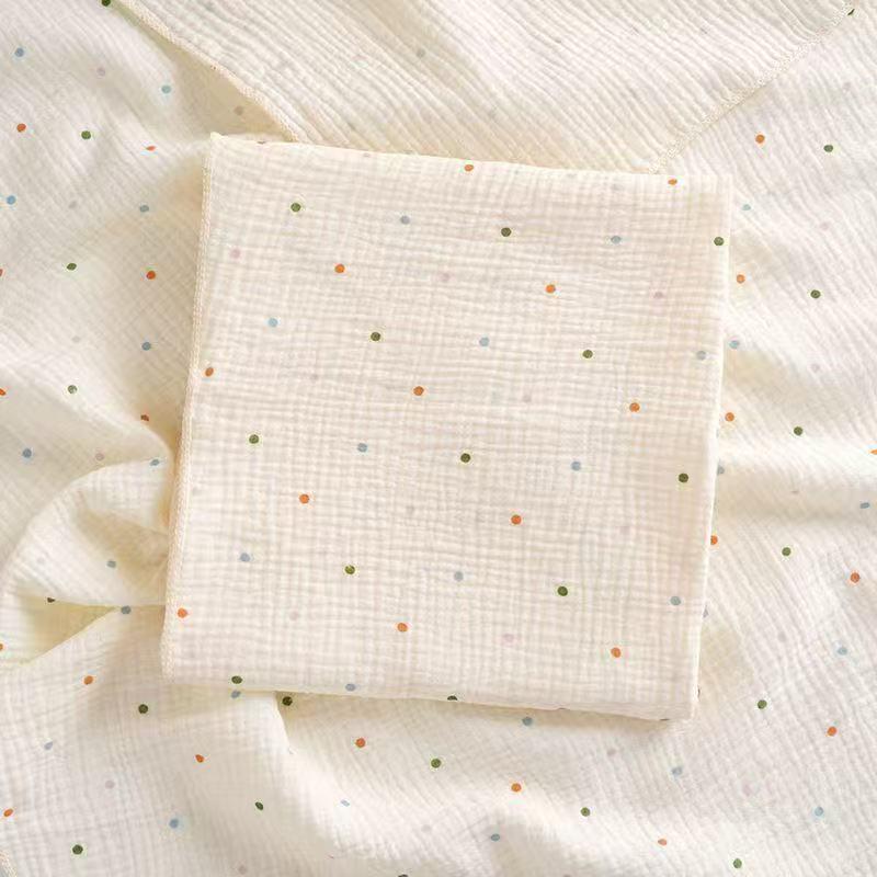 Newborn Pure Cotton Double-Layer Crinkle Swaddle Blanket - Lightweight Sunshade for Babies