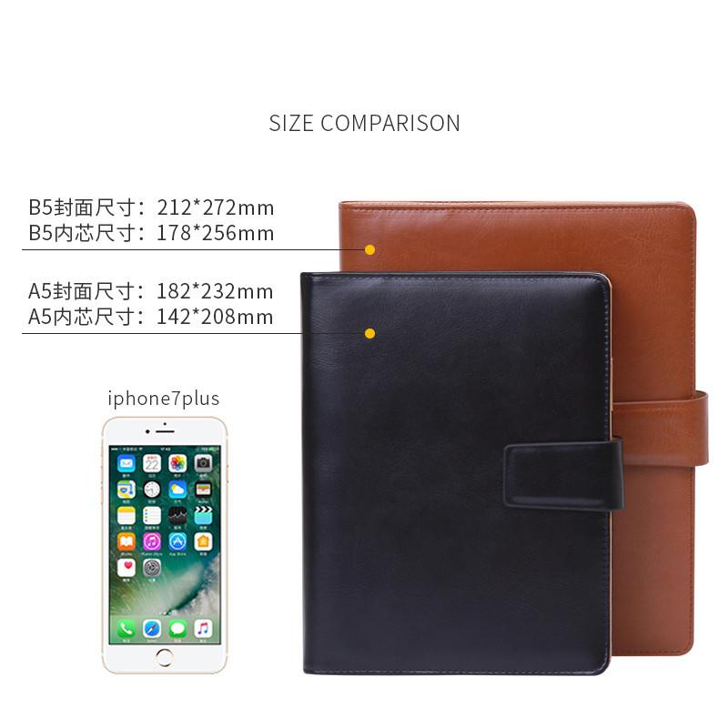 A5 6-Ring Notebook with 100 Sheets PU Leather Spiral Bound College Diary Featuring Phone Holder and Pockets Style Loose-leaf