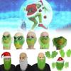 Grinch Half Face Mask With Green Hair And Whimsical Design For Christmas Celebrations