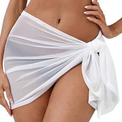 Kadın Örgü İplik Örtü Etek İnce Şeffaf Güneş Kremi Mayo Örtü Plaj Bikini Sarma Şeffaf Kısa Etek