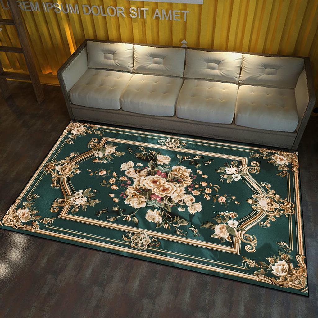 European Style Large Area Carpet for Living Room Flower Pattern Decoration Home Floor Rugs Non-slip Porch Entry Doormat Washable