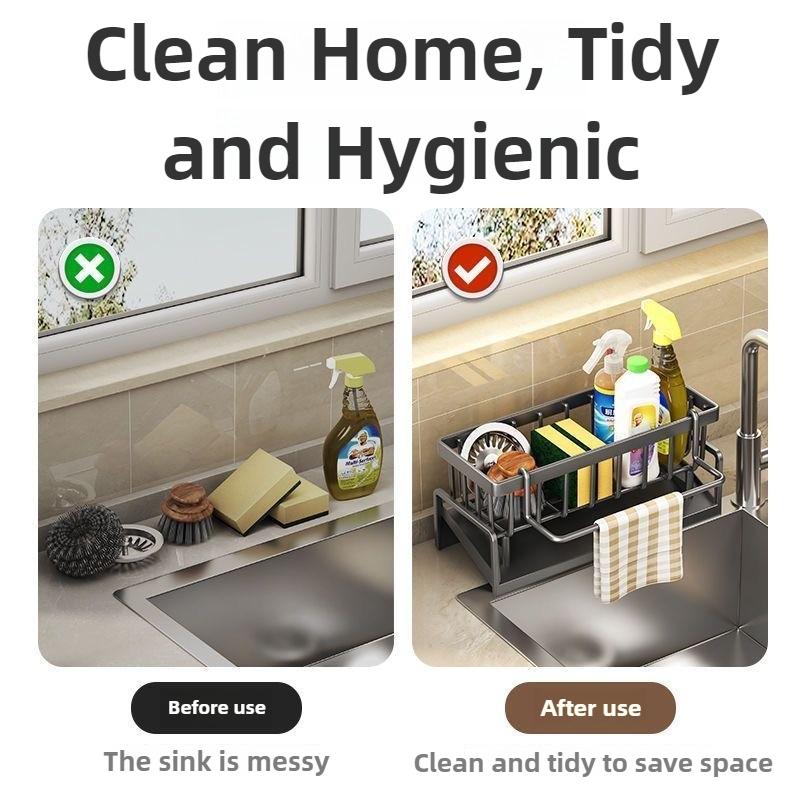 Multifunksjonell svampstativ avløp Kjøkkenhylle Vask Rag Oppvaskmiddel Oppvaskklut Organisering Kjøkken Oppbevaringsstativer