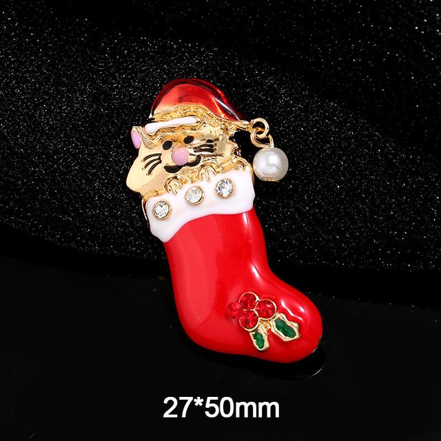 Broches de Noël Mode Chapeau de Père Noël Gants Cloches Strass Émail Broche Épingles Badges Cadeaux de Nouvel An Bijoux