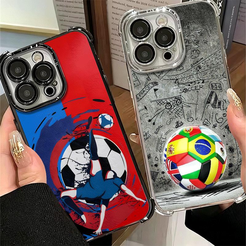 Football Soccer Ball Design Plating Phone Case For Xiaomi Poco X5 X6 X7 X8 Pro Max F8 Ultra F7 M8 M7 M5S Redmi 15C 15 14C 13C 13