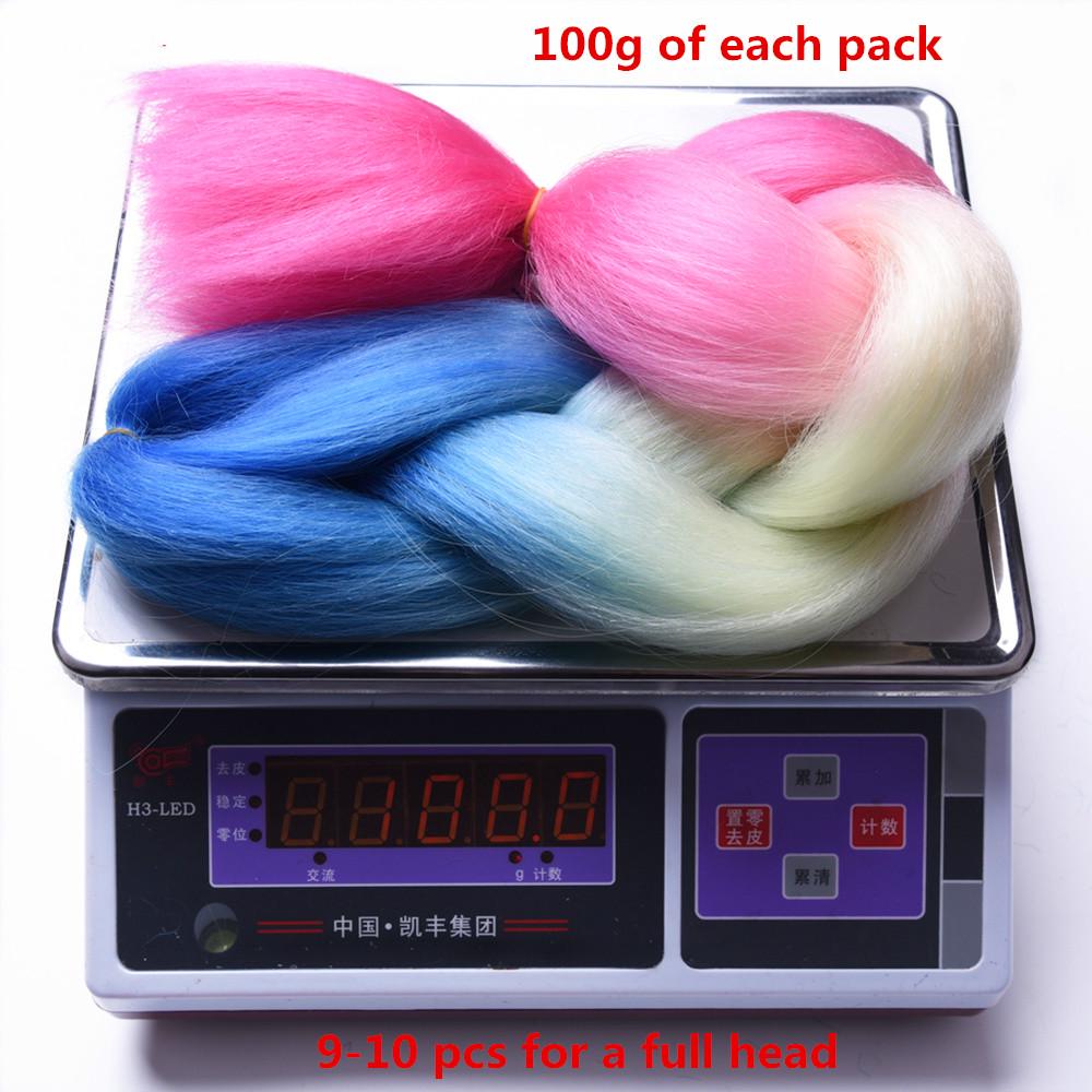 XINRAN Trecce Jumbo Ombre Lunghi Capelli intrecciati sintetici lunghi 100 g 24 pollici