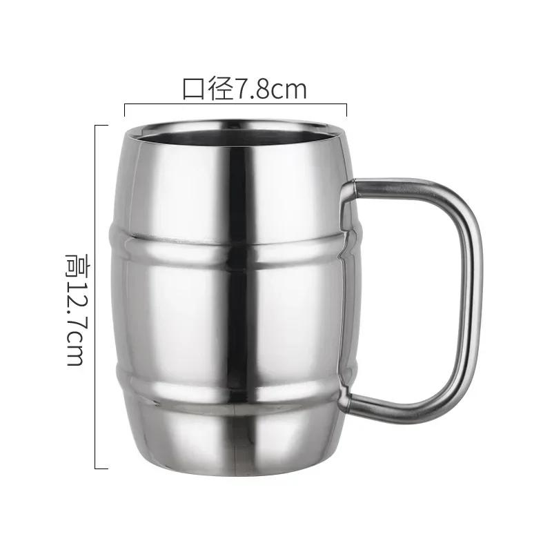 304 Stainless Steel Double Wall Insulated Beer Mug with Handle for Cold Hot Drinks Coffee Milk Tea Kids Home Bar Restaurant Use