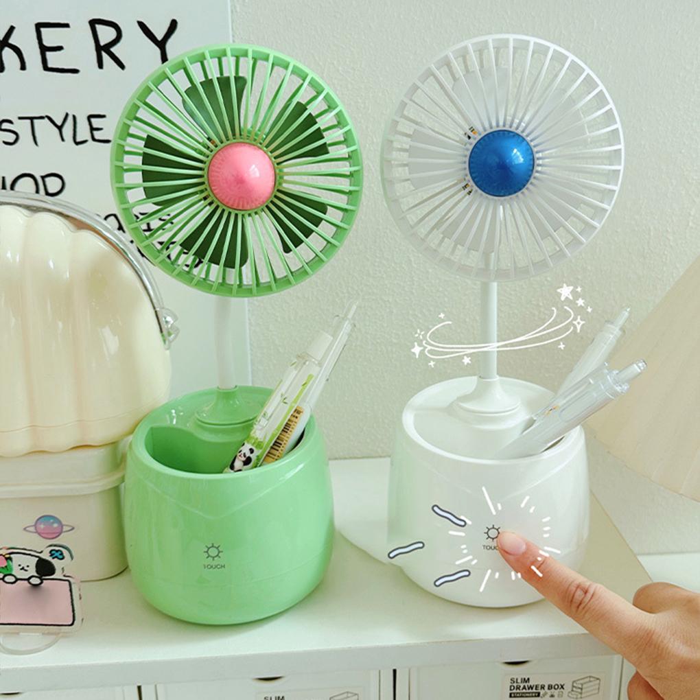 Standing Desktop Mini Fan Rechargeable USB With Touch Button Control 3 Speed Wind Control Cool Lighting Fans For Home