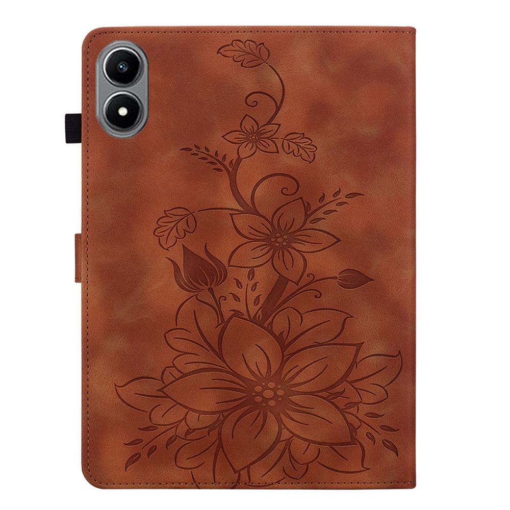 For Infinix Xpad 20 Case Lily Flower Imprint Card Slots Leather Tablet Cover