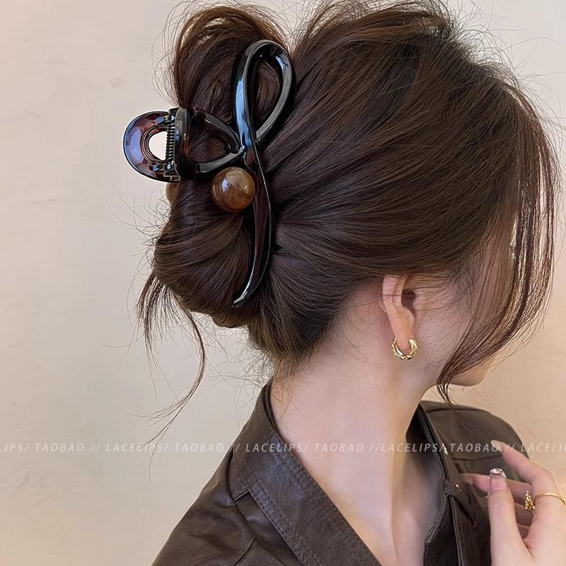 Premium Myriad Brown Large Shark Hair Clip for Women – Elegant 2025 Summer Back-of-Head Hair Accessory