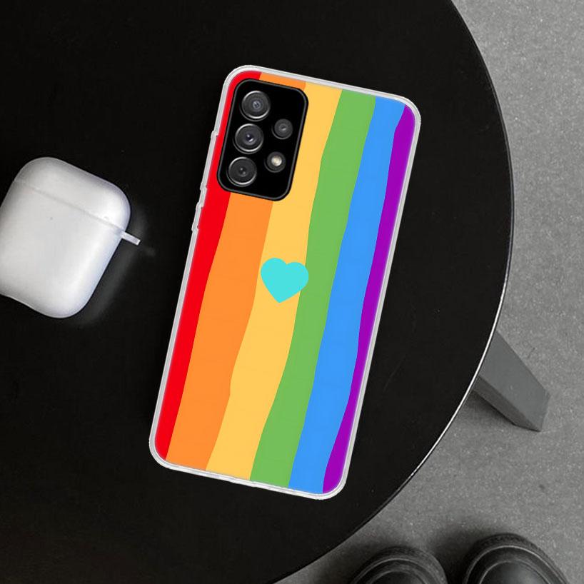Rainbow Gradient Love Phone Case Cover for Samsung Galaxy A12 A22 A32 A52 A72 A02S A51 A50S A31 A20S A10S Note 20 Ultra 10 Plus
