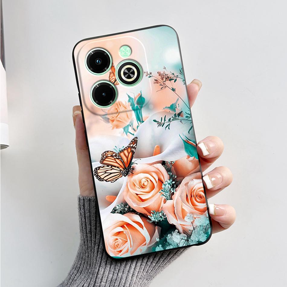 For Infinix Hot 40i Case Hot40i Fashion Marble Black Silicone Soft Phone Case For Infinix Hot 40i 40 i X6528B Back Cover Fundas