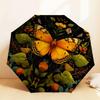 1pc Butterfly Flowers Automatic Folding Umbrella, Heavy Duty 8 Rib Iron Frame,  Suitable for Travel, Daily Use, Birthday, Decor Gift m0104094