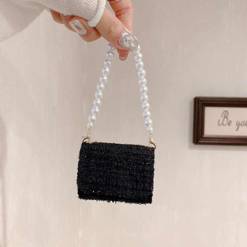Luxury Autumn Winter Tweed Cloth Earphone Case Bag For AirPods 4 3 2 Pearl Bracelet Case For Airpods Pro 2 Charging Box Cover
