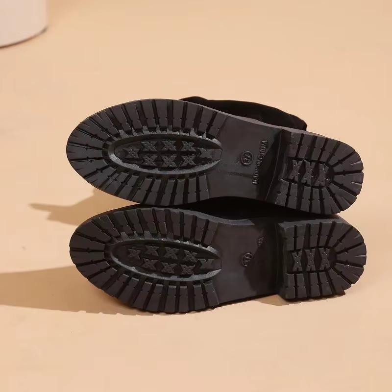 Concise Modern Boots Women 2024 Plus Size Shoes Female Knee-High Women's Boots Round Toe Med Heel Back Lace-up Shoes Women