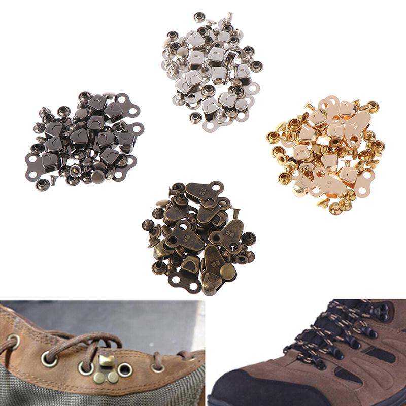 10 Juegos de Ganchos para Cordones de Botas Accesorios para Cordones con Remaches Para Accesorios de Senderismo al Aire Libre Camping Escalada