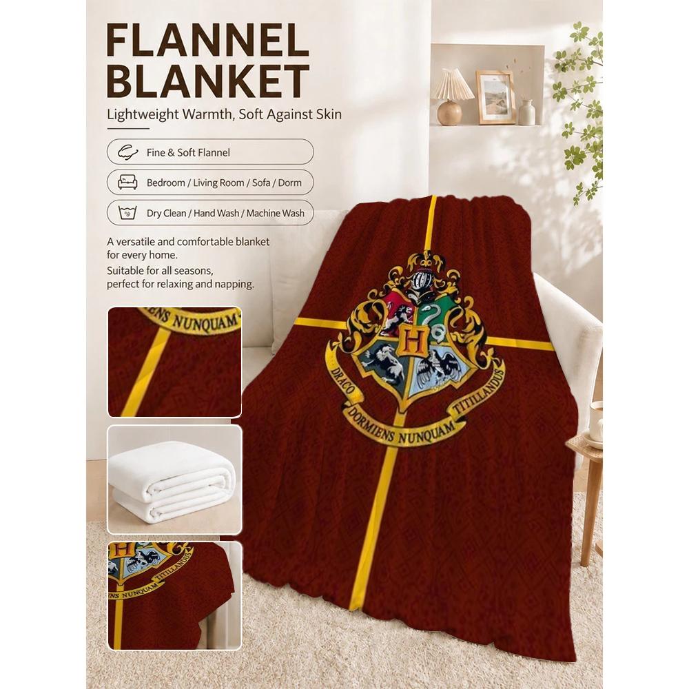 Hogwarts School Crest Flannel Blanket Comfortable Skinfriendly Fleece Blanket For Office Sofa Home Party Decor Memorial Gift