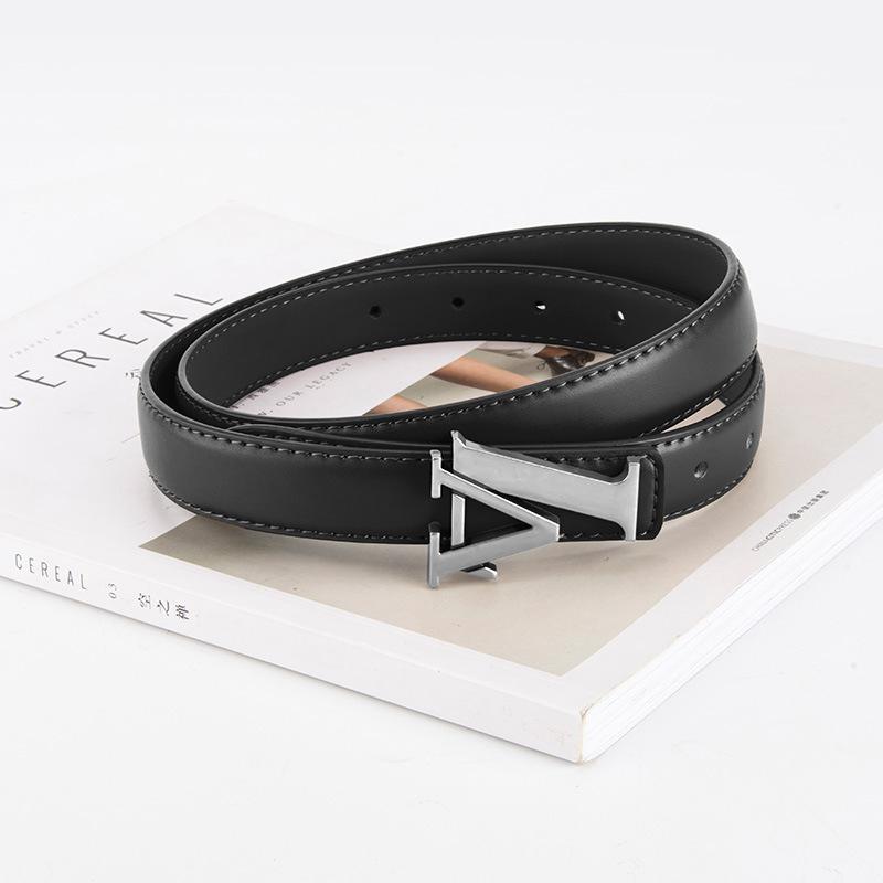 New European and American Alloy Letter Board Buckle Genuine Leather Belt for Women Korean Style Fashionable High-end Versatile Trousers Belt for Women
