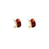 Maillard amber gold C-shaped earrings women's retro light luxury stud earrings autumn and winter ear jewelry
